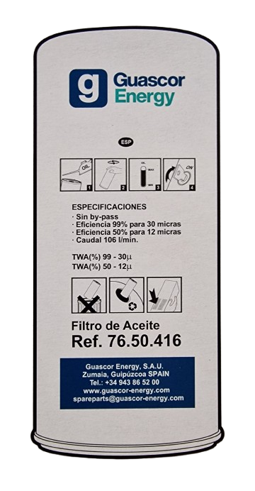 Guascor 7650416 oil filter specification